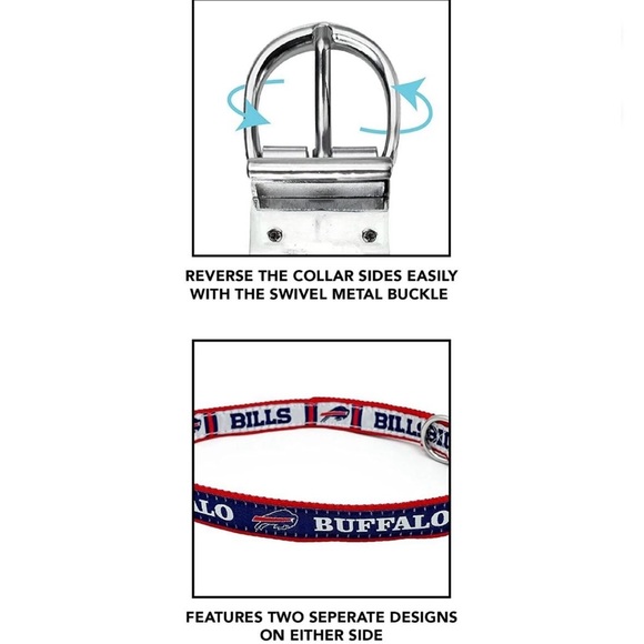 Buffalo Bills Dog Collar Size M Reversible Pet Collar Two-Sided NFL Pets First - Picture 4 of 11
